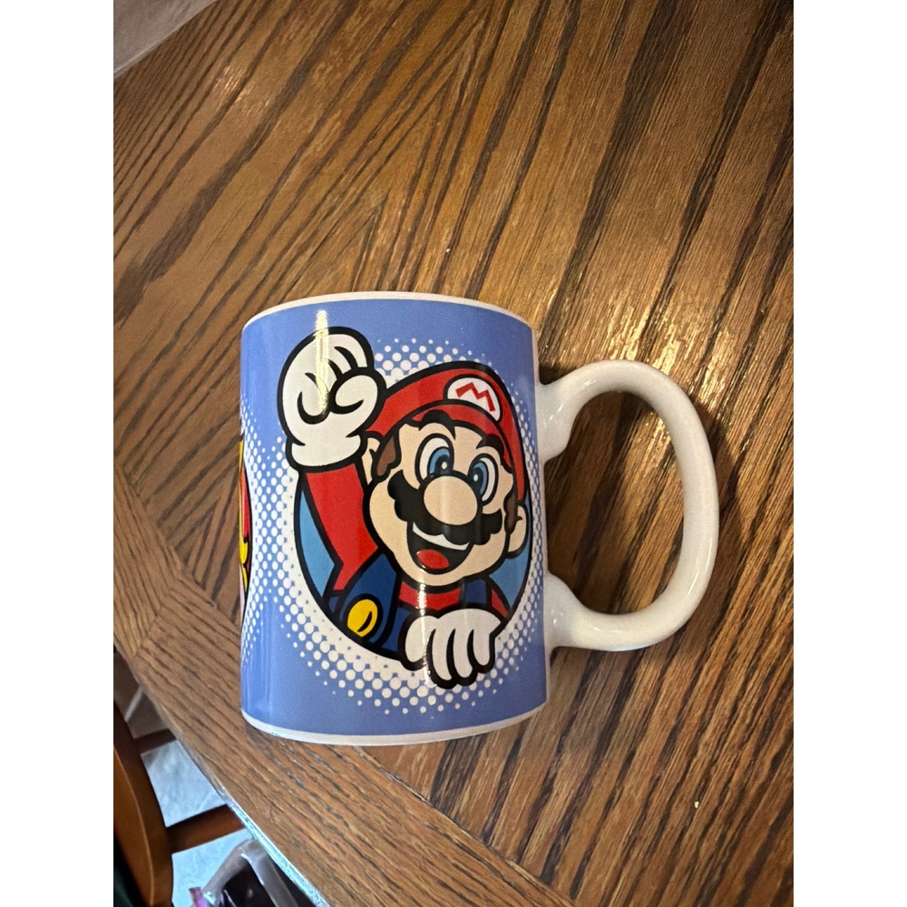 Nintendo Super Mario Bros Mug Mario Luigi Princess Peach Blue Ceramic 2022